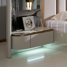 Karina Right Nightstand High Gloss Light Grey/Champagne
