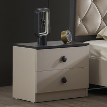 New Kali Nightstand Beige/Dark Walnut