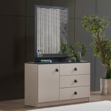 New Kali Dresser with Mirror Beige/Dark Walnut