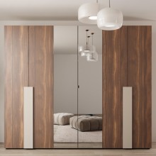 Sandy 6-Door Wardrobe Beige/Dark Walnut