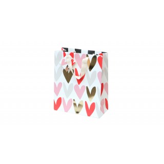 Gift Bag - Hearts - Gold Foil Small