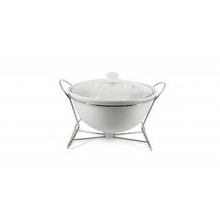 Ribbed Round Food Warmer With Stand 30 cm