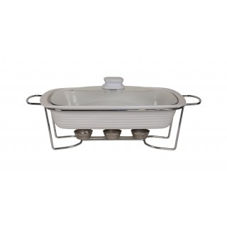 Ribbed Oval Food Warmer With Lid & Stand 39 cm