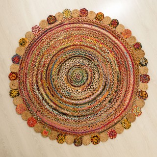 Accra Round Natural Rug Multicolored 160 cm
