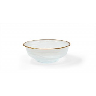 Alabaster Serving Bowl With Gold Rim 21 cm