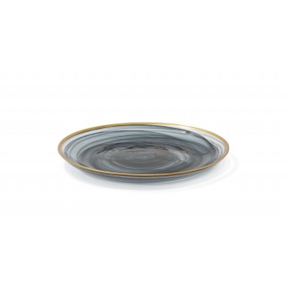 Alabaster Dinner Plate Black Gold Rim 28 cm