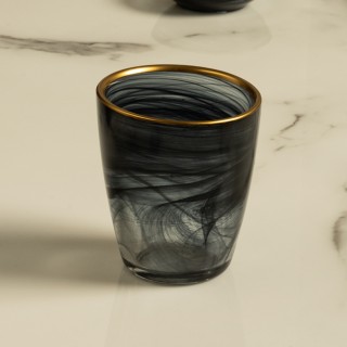 Alabaster Cup Black Gold Rim 8.6 cm