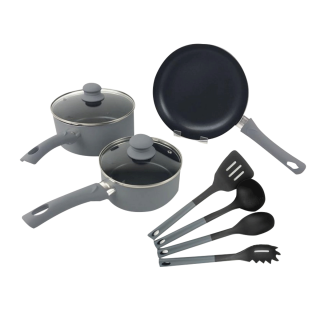 Duo Grey 9 Pcs Cookware Set