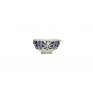 Small Porcelain Bowl with Charcoal Rim & Pedestal Base