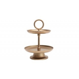 Metal 2-Tier Tray Gold Finish