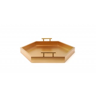 Hebe Hexagon Cut Outs Tray Gold 45 cm