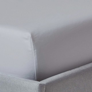 250 Thread Count Cotton Fitted Sheet Light Grey 120 x 200 Cm