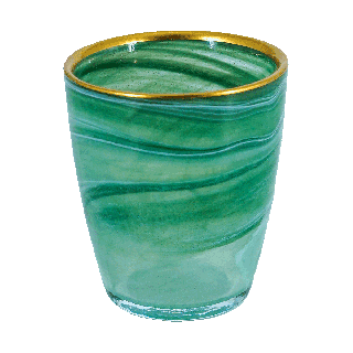 Alabaster Cup Green With Gold Rim 10 Cm