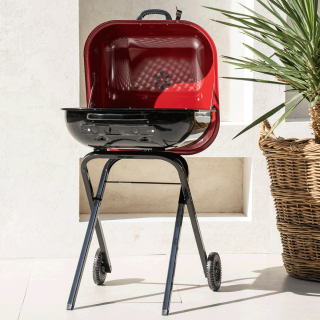Americana Walk-A-Bout Charcoal BBQ Grill Red