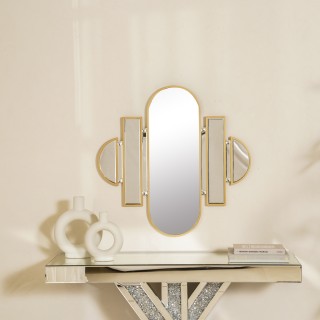 Art Deco Wall Mirror Gold 79 x 78 Cm