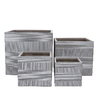 Stripe Fiber Clay Pots Set of 4 Square Taupe