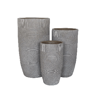 Stripe Fiber Clay Pots Set of 3 Tall Taupe