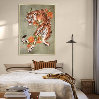 Tiger Framed Prints Orange 80 x 120 Cm