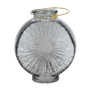 Smoke Glass Vase-Gold Metal Handle