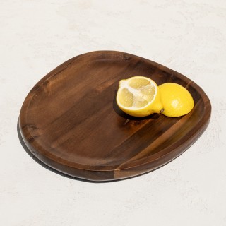 Thea Wood Asymmetric Plate Brown 21 cm