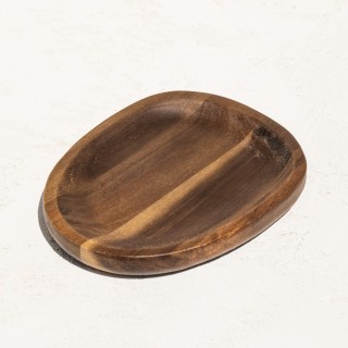 Thea Wood Asymmetric Plate Brown 16.5 cm