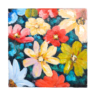 Floral Oil Canvas 40 x 40 Cm
