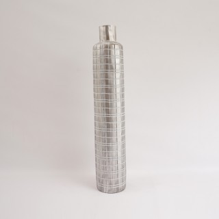Gingham Cylinder Vase Silver 13x13x69 cm