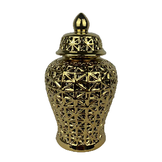 Dana Porcelain Lidded Jar Gold 17x17x26 cm