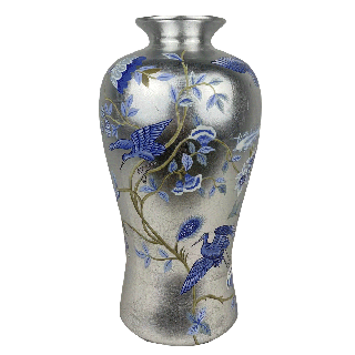 Jasmine Porcelain Lidded Jar Silver 19x19x36 cm