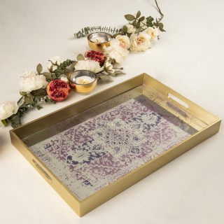 Persian Rectangular Mirror Tray Lavender 49X31.5X4.5 cm
