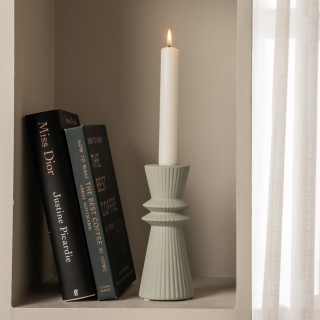 Ribbed Candle Holder Light Grey 7x16.8 cm