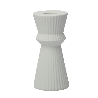 Ribbed Candle Holder White 6x12.7 cm