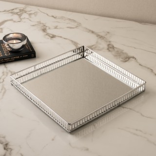 Terass Glass Tray Silver 35x35x4 cm