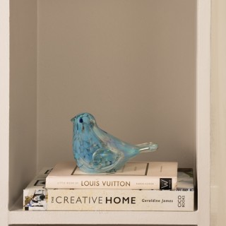Bird Glass Decoration Blue 12.5x7.5x9.5 cm