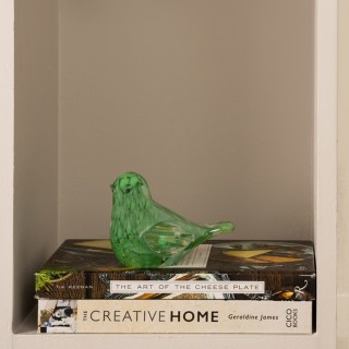 Bird Glass Decoration Green 12.5x7.5x9.5 cm