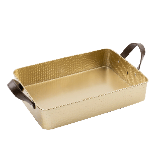 Basil Rectangular Metal Tray Gold 31.5x21.5x6 cm