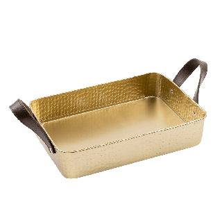 Basil Rectangular Metal Tray Gold 26x18.5x5.5 cm