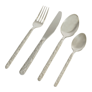 Crakle Cutlery Silver 24 Pcs 