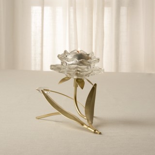 Rose Candle Holder Gold 19.5x11.5x13 cm