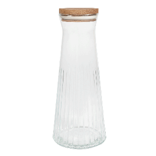 Sicillia Cut Carafe with Wooden Lid Clear