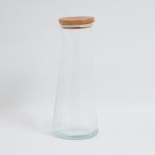 Sicillia Cut Carafe with Wooden Lid Clear 700ml