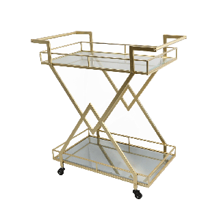 2-Tier Bar Cart Gold 75x41x83 cm