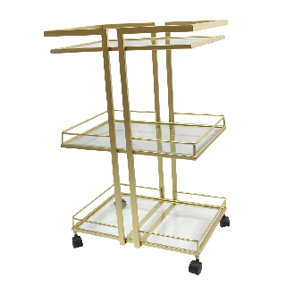 3-Tier Bar Cart Gold 52x36.5x80 cm