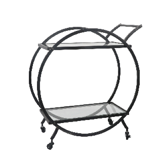 Circle 2-Tier Bar Cart Black 72.5x30.5x74 cm