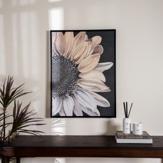 Petals Framed Canvas Black 80x120 cm