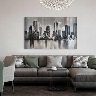 City Oil Canvas Grey 150x90 cm