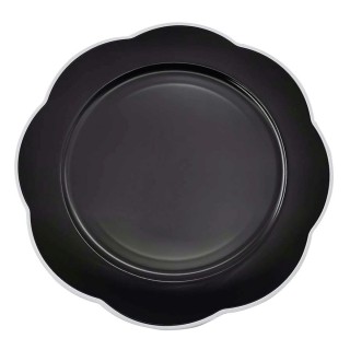 Clover Charger Plate Black Round Diameter 33 cm