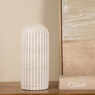 Bamboo Vase White 14.5X14.5X34 cm
