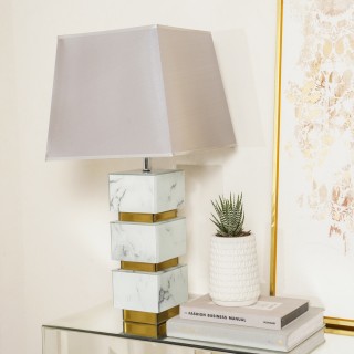 Marble Table Lamp White 13X13X66Cm