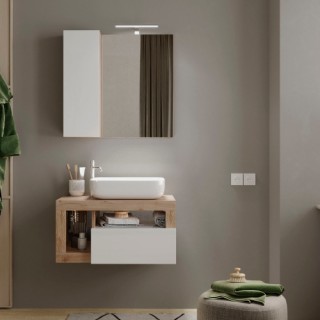 Hamburg Bathroom Wood Cabinet White & Oak 79X92X49 cm